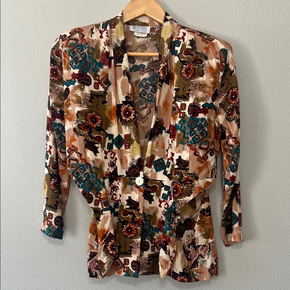 Essay Petites‎ vintage, lightweight blouse bold, eclectic print women’s 4 boho